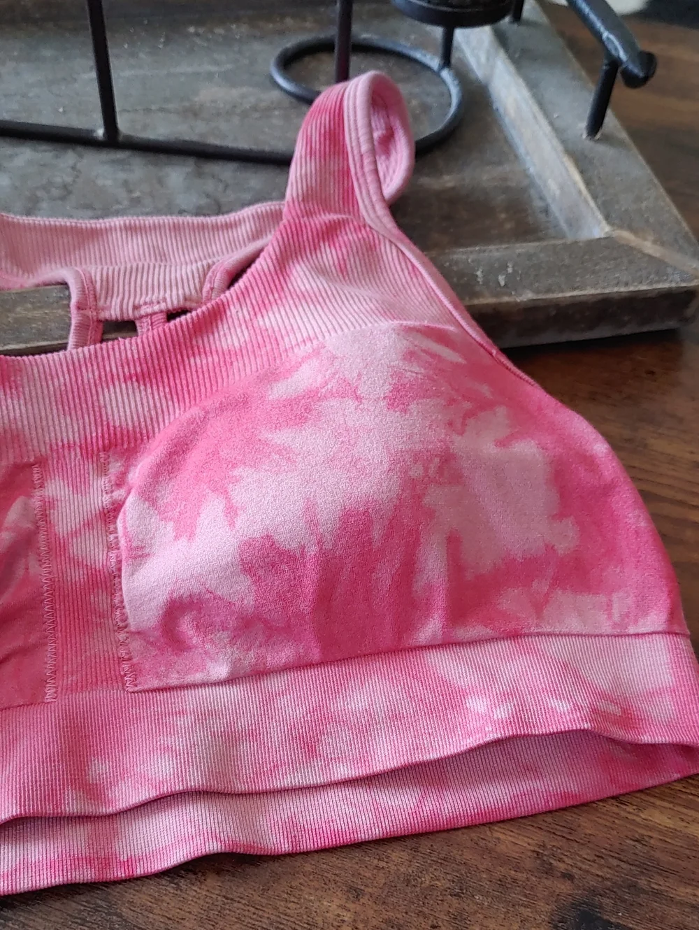 Pink Tye Dye MTA Pro XL Padded Wirefree Sexy Strappy Sports Bra